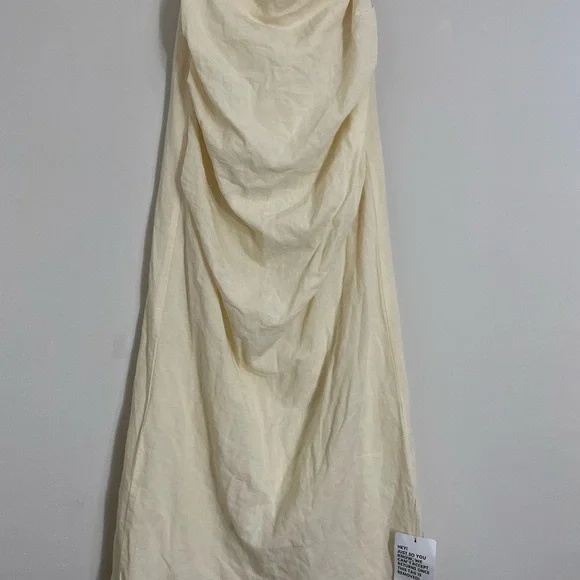 TopShop Women Size 4 Linen Blend Maxi Skirt Back Zip Back Slit & Side Runch NWT - Picture 3 of 10
